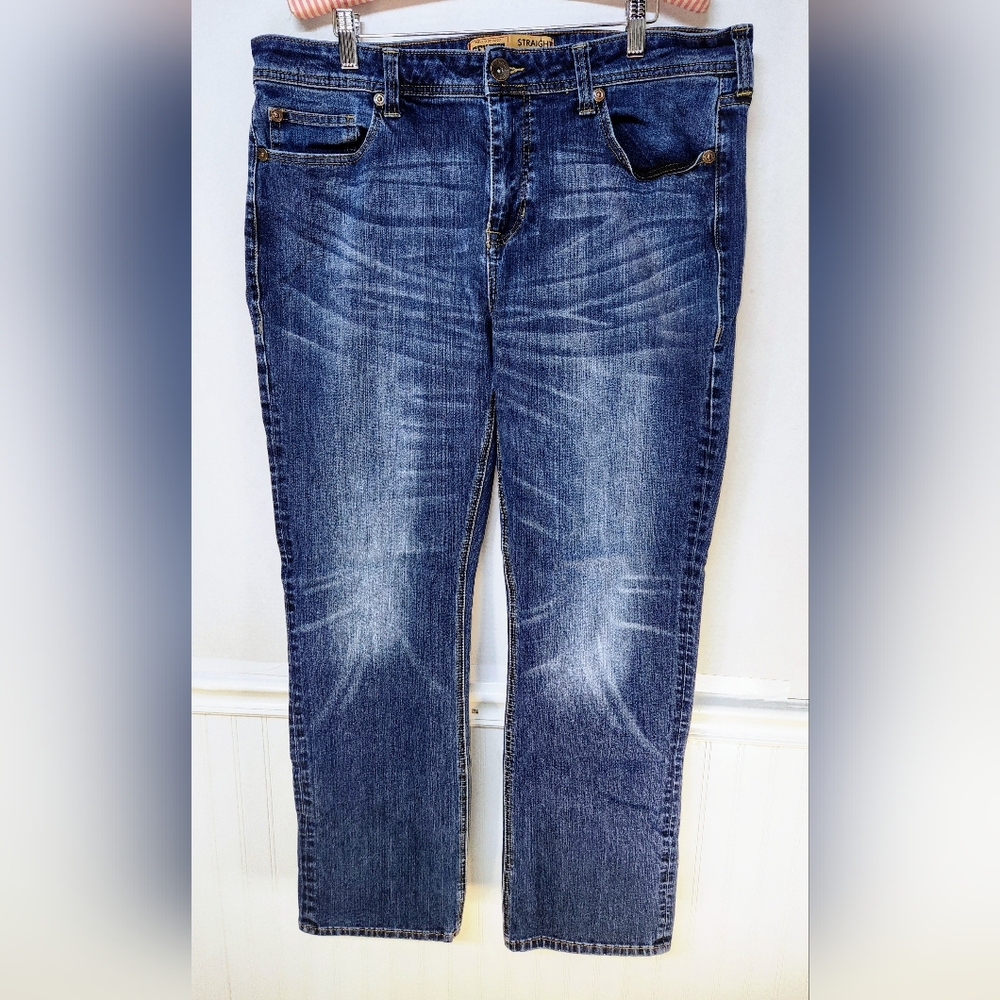Seven7 Jeans Men's 36x32 Straight Blue Stretch Comfort Med Wash Y2K Faded 0127